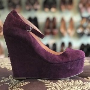 Boutique 9 Cesena platform suede edges in Eggplant